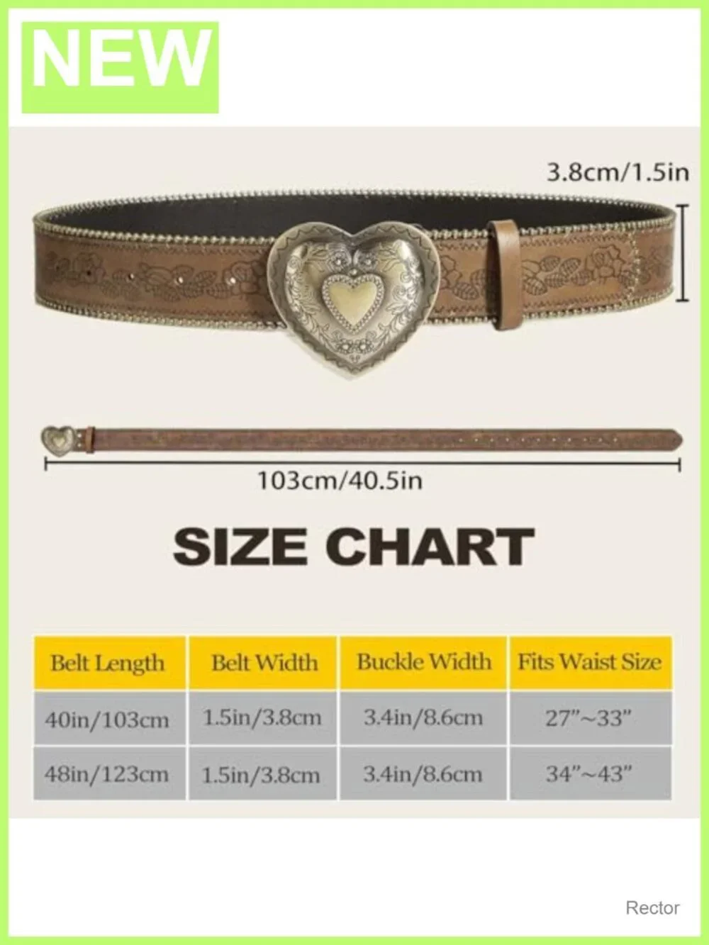 Western Belt with Heart Embossed Buckle, PU Leather, Alloy Buckle, Adjustable